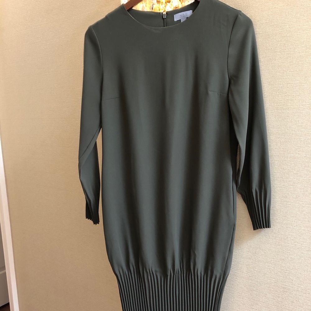 COS olive green midi dress
